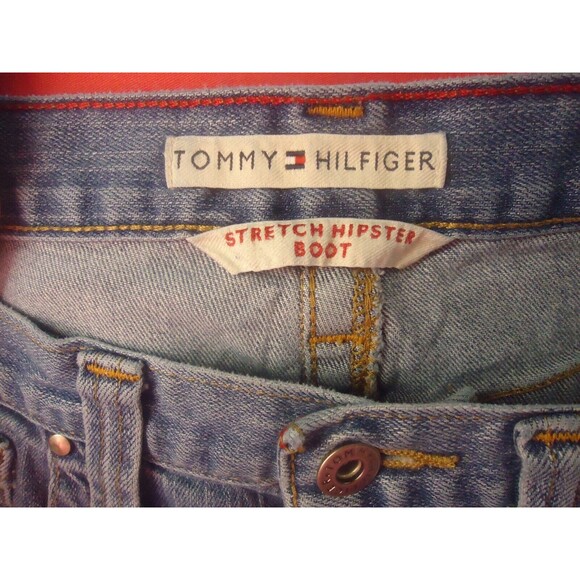 Tommy Hilfiger Stretch Hipster Bootcut Jeans Womens Size 12 Light Wash Denim - Picture 3 of 8